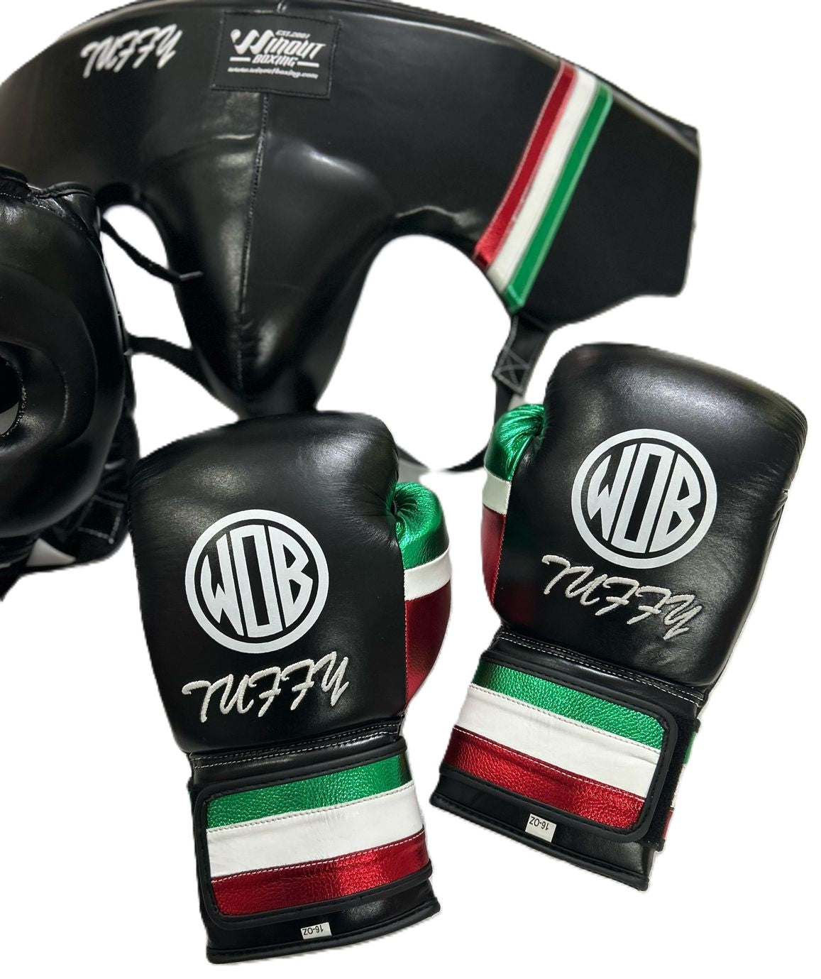 Black With Strips I WinOut Custom Set I 100% Genuine Leather Sparring Set I Boxing GLoves