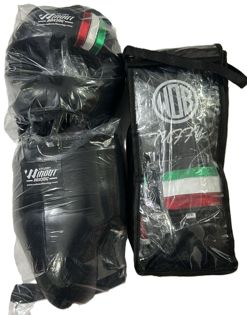 Black With Strips I WinOut Custom Set I 100% Genuine Leather Sparring Set I Boxing GLoves