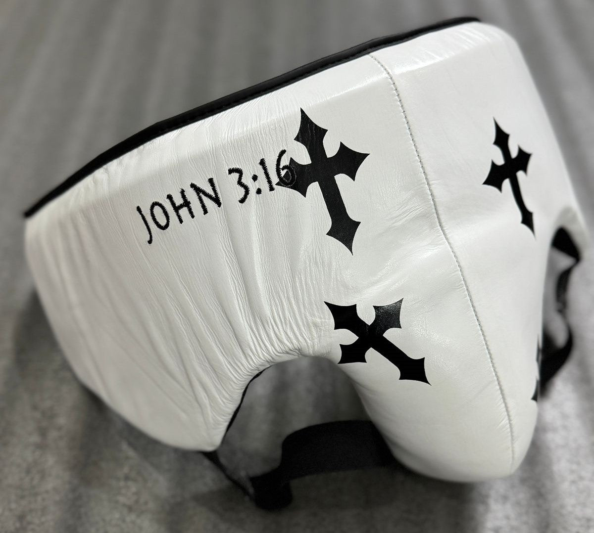 Custom Black Cross white boxing gloves sparring set, chrome heart, 100% Genuine Cowhide Leather
