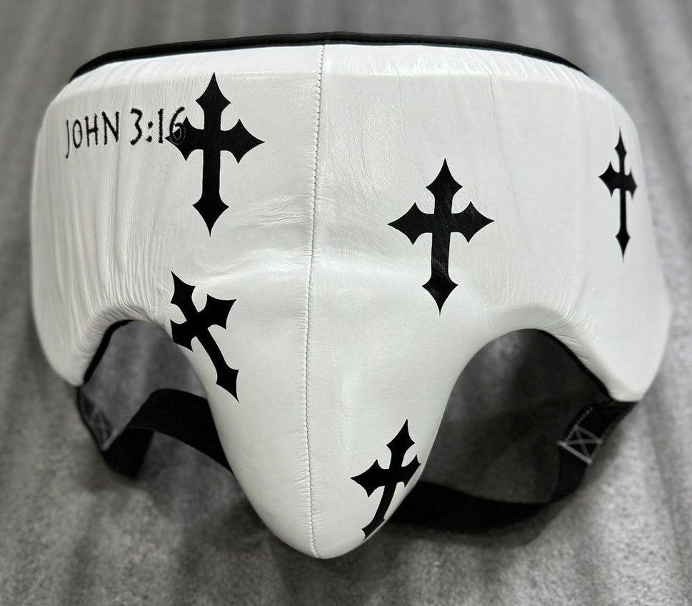 Custom Black Cross white boxing gloves sparring set, chrome heart, 100% Genuine Cowhide Leather