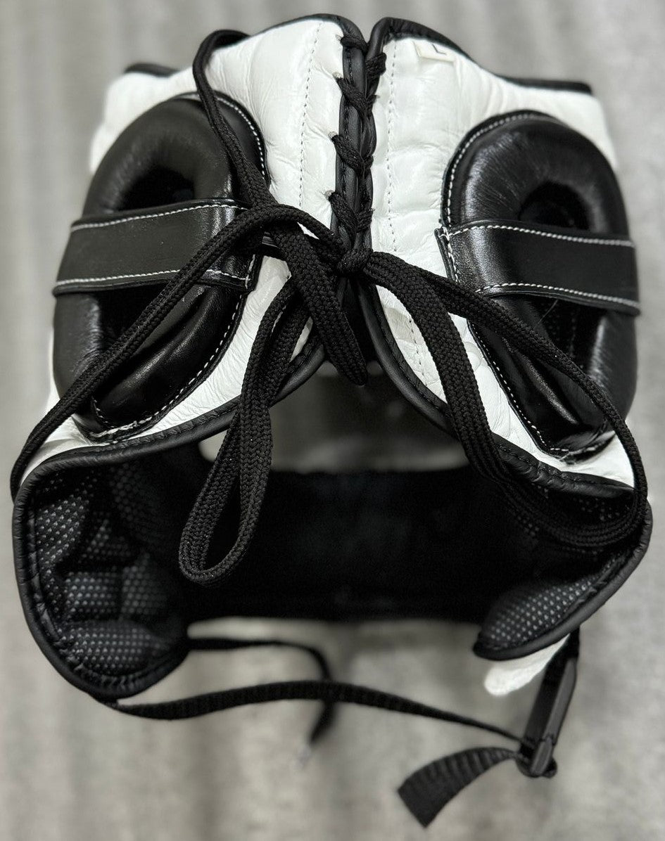 Custom Black Cross white boxing gloves sparring set, chrome heart, 100% Genuine Cowhide Leather