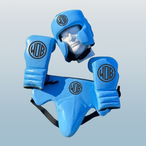 METALLIC BABY BLUE SPARRING SET 100 LEATHER WinOut Boxing