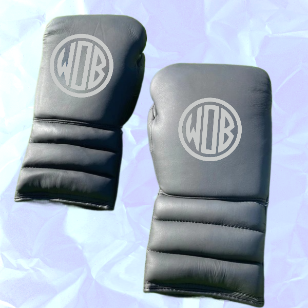 MATTE BLACK BOXING GLOVES PRO ELITE GLOVES 100% GRNUINE COWHIDE LEATHER