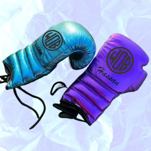 METALLIC PURPLE & TEAL BOXING GLOVES | PRO ELITE GLOVES 100% GENUINE COWHIDE LEATHER LEATHER