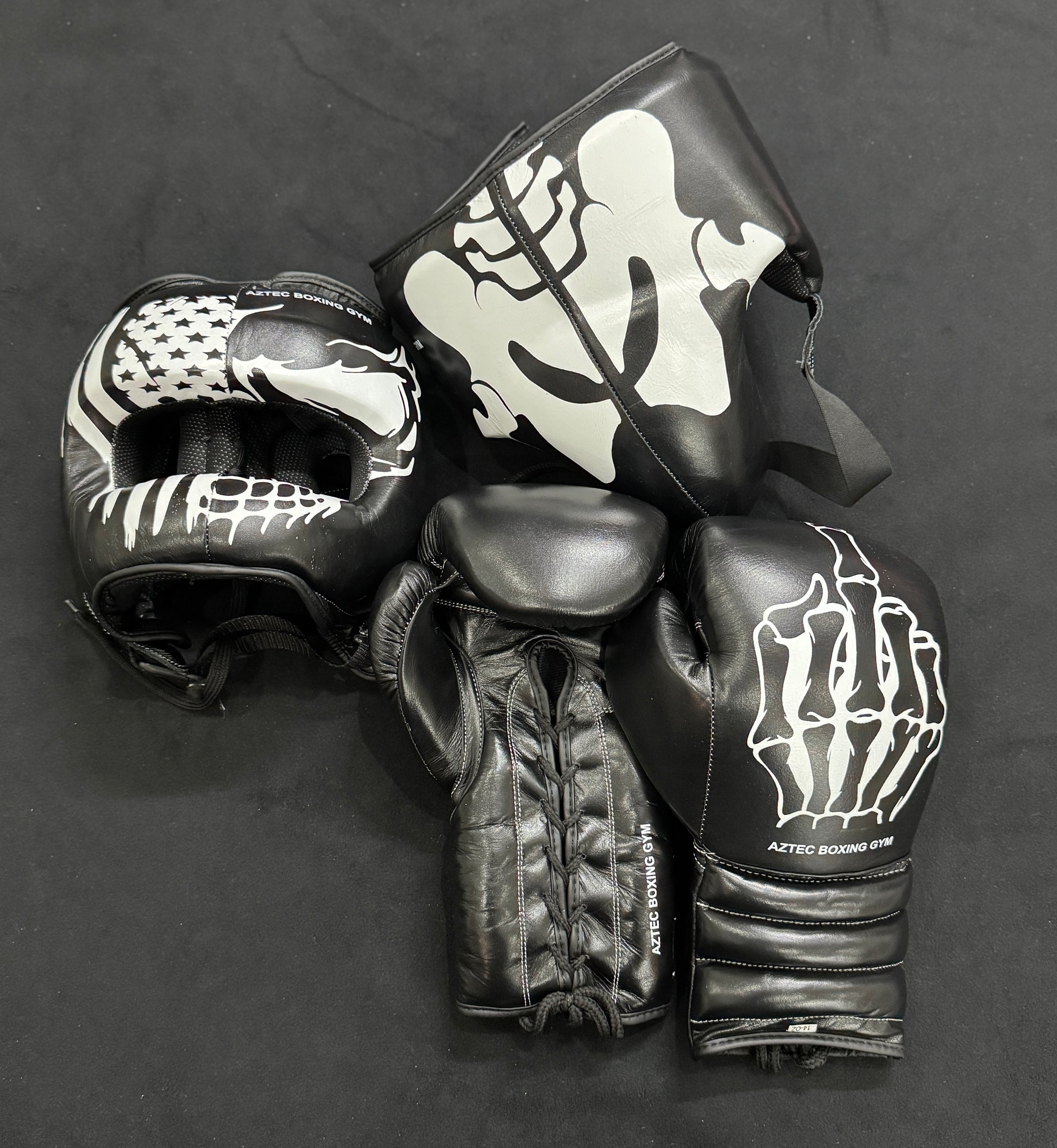 Skull design Boxing GLoves Sparring Set | SPARRING SET | 100% GENUINE COWHIDE LEATHER