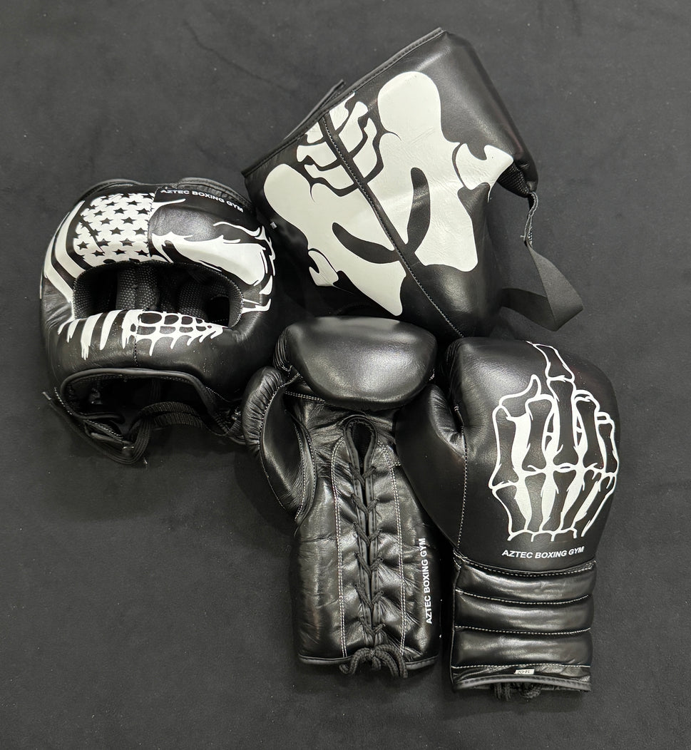 Skull design Boxing GLoves Sparring Set | SPARRING SET | 100% GENUINE COWHIDE LEATHER