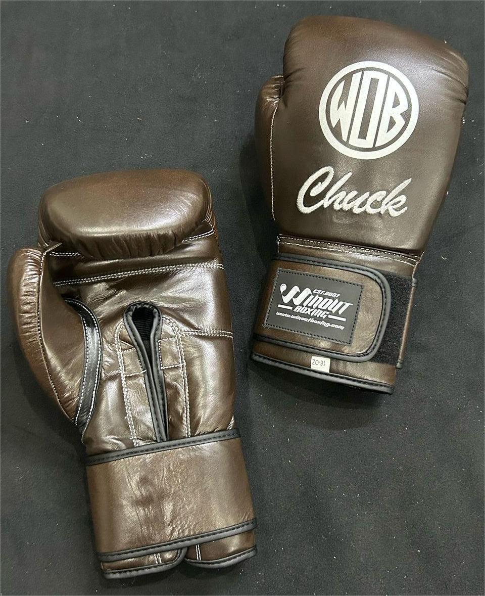 VINTAGE BROWN BOXING GLOVES PRO ELITE GLOVES 100% GENUINE COWHIDE LEATHER