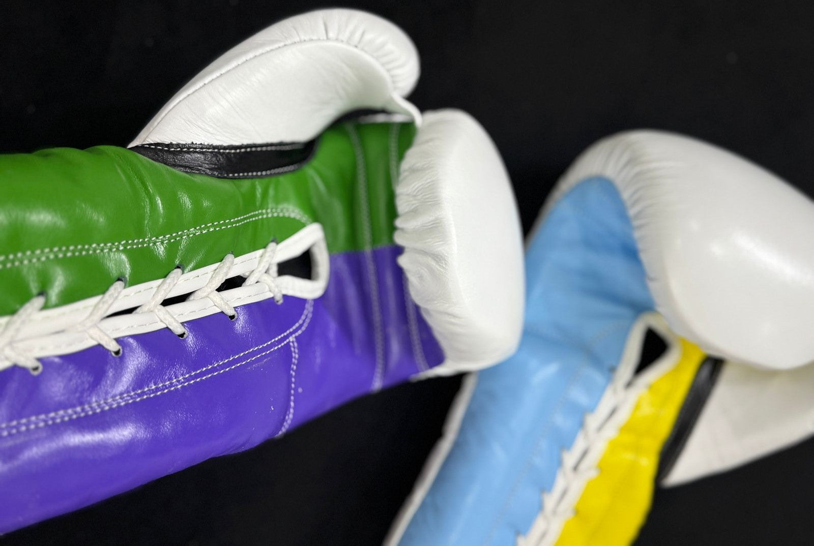Custom Multi white Cross boxing gloves sparring set, chrome heart, 100% Genuine Cowhide Leather