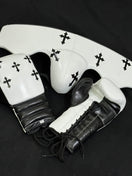 Switch Custom Black Cross white boxing gloves sparring set, chrome heart, 100% Genuine Cowhide Leather 2 image