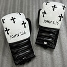 Switch Custom Black Cross white boxing gloves sparring set, chrome heart, 100% Genuine Cowhide Leather 3 image