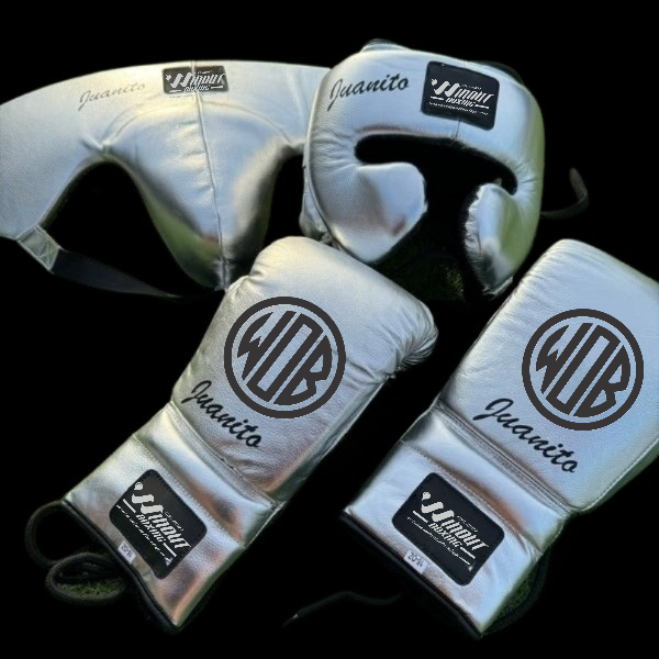 METALLIC SILVER| SPARRING SET | 100% LEATHER