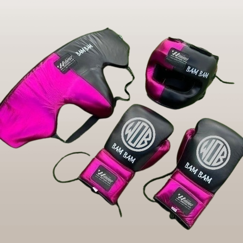 METALLIC PINK & BLACK | SPARRING SET | 100% LEATHER