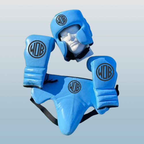 METALLIC | BABY BLUE | SPARRING SET | 100% LEATHER