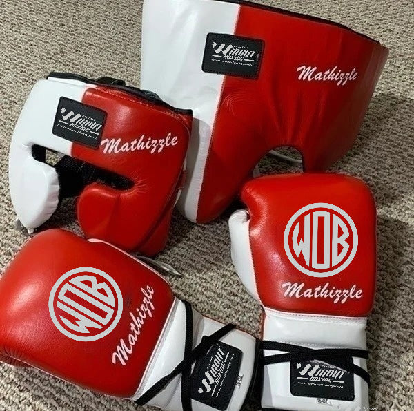 WHITE & RED BOXING GLOVES SPARRING SET | 100% GENUINE COWHIDE  LEATHER