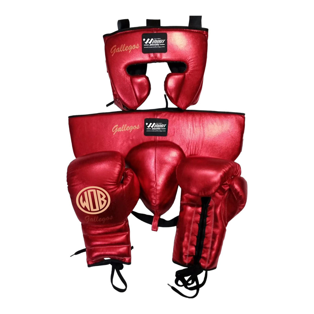 Red Metalic I WinOut Custom Set I 100% Genuine Leather Sparring Set I Boxing GLoves