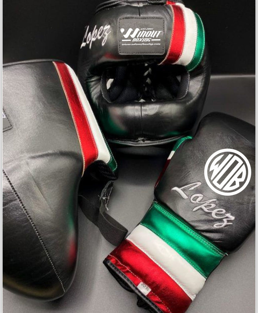 Black Metalic I WinOut Custom Set I 100% Genuine Leather Sparring Set I Boxing GLoves