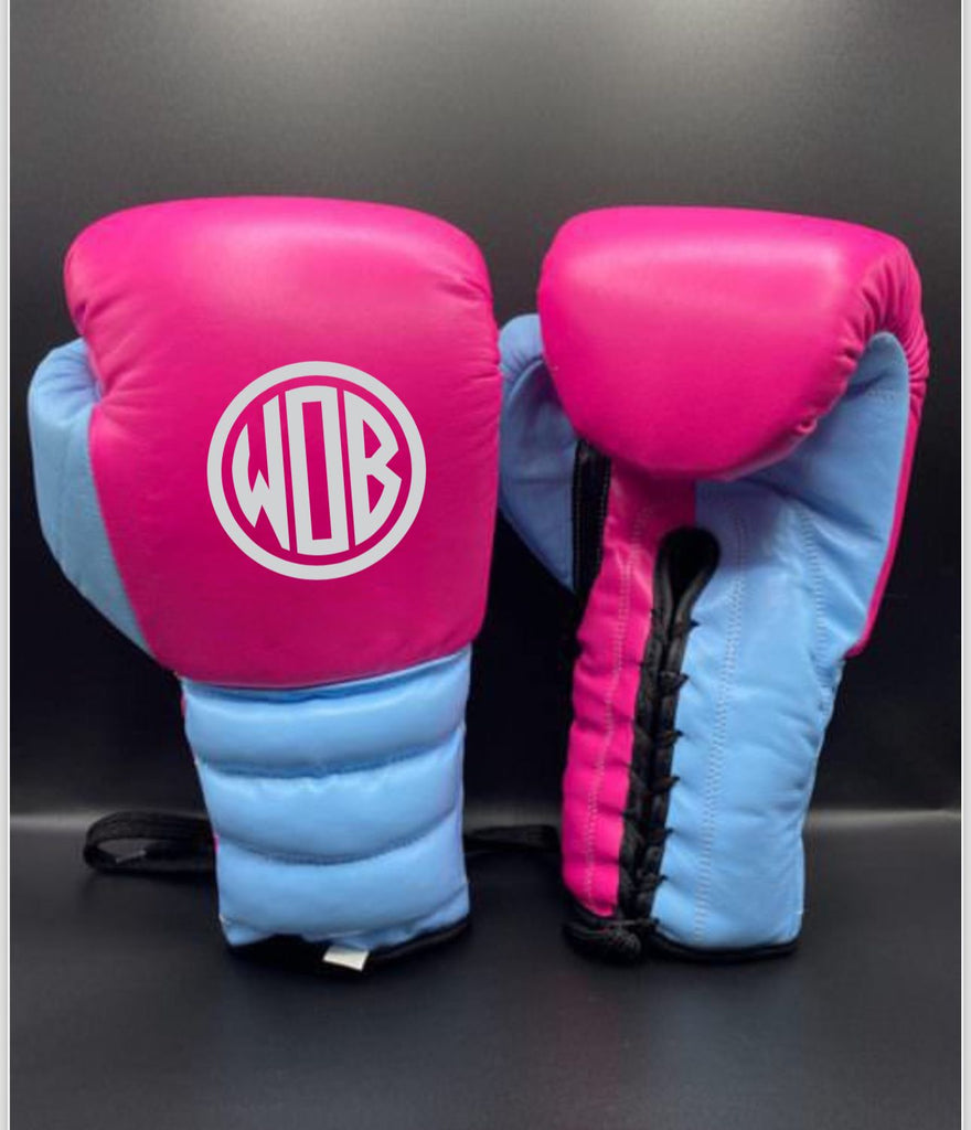 PINK & BABY BLUE | PRO ELITE | PRO ELITE GLOVES 100% LEATHER