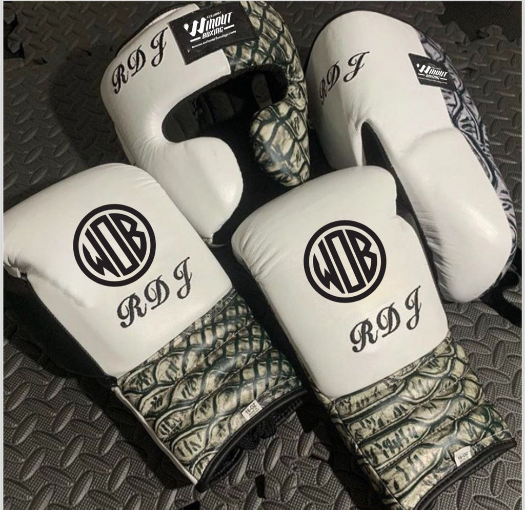 White Metalic I WinOut Custom Set I 100% Genuine Leather Sparring Set I Boxing GLoves