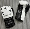 Custom Black Cross white boxing gloves set, chrome heart, 100% Genuine Cowhide Leather (Copy)