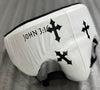 Custom Black Cross white boxing gloves set, chrome heart, 100% Genuine Cowhide Leather (Copy)